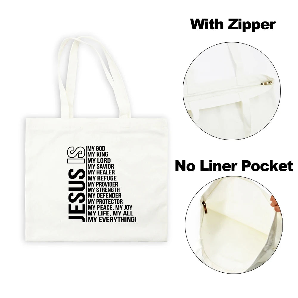 Sac Tote en Toile - "Jesus Is My God" - Sac Éco et Pliable