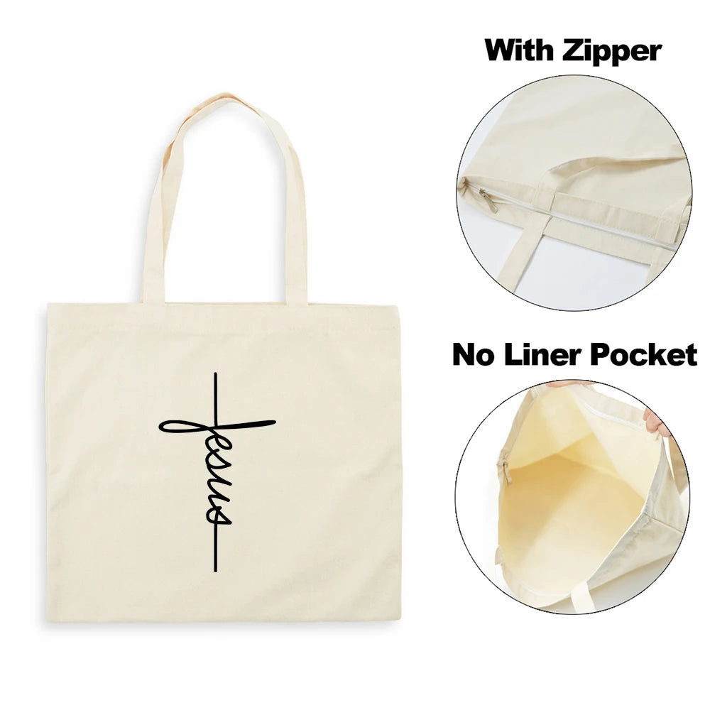 Sac Tote en Toile - "Jesus Is My God" - Sac Éco et Pliable