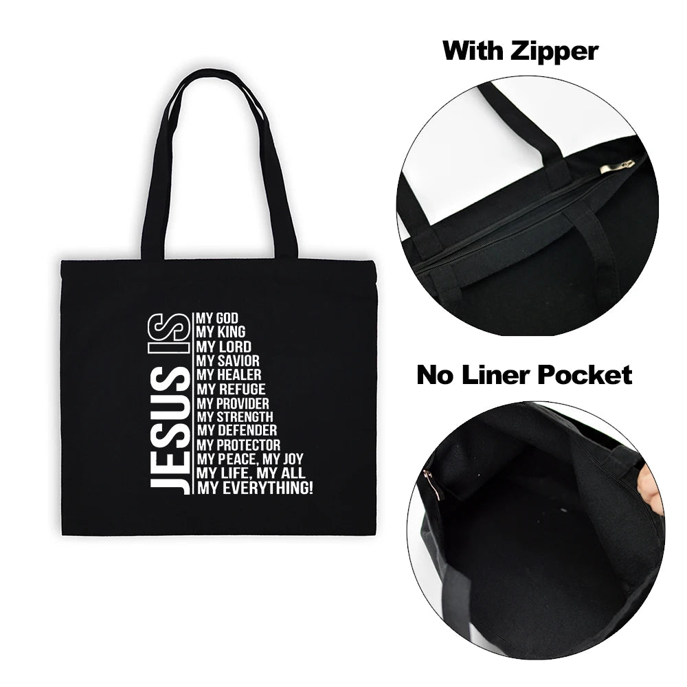 Sac Tote en Toile - "Jesus Is My God" - Sac Éco et Pliable