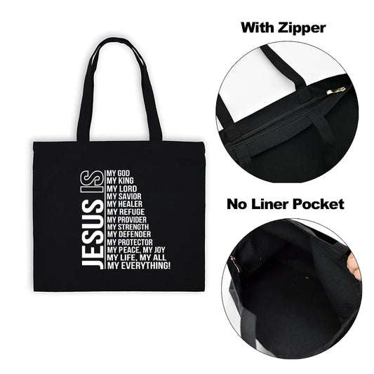 Sac Tote en Toile - "Jesus Is My God" - Sac Éco et Pliable