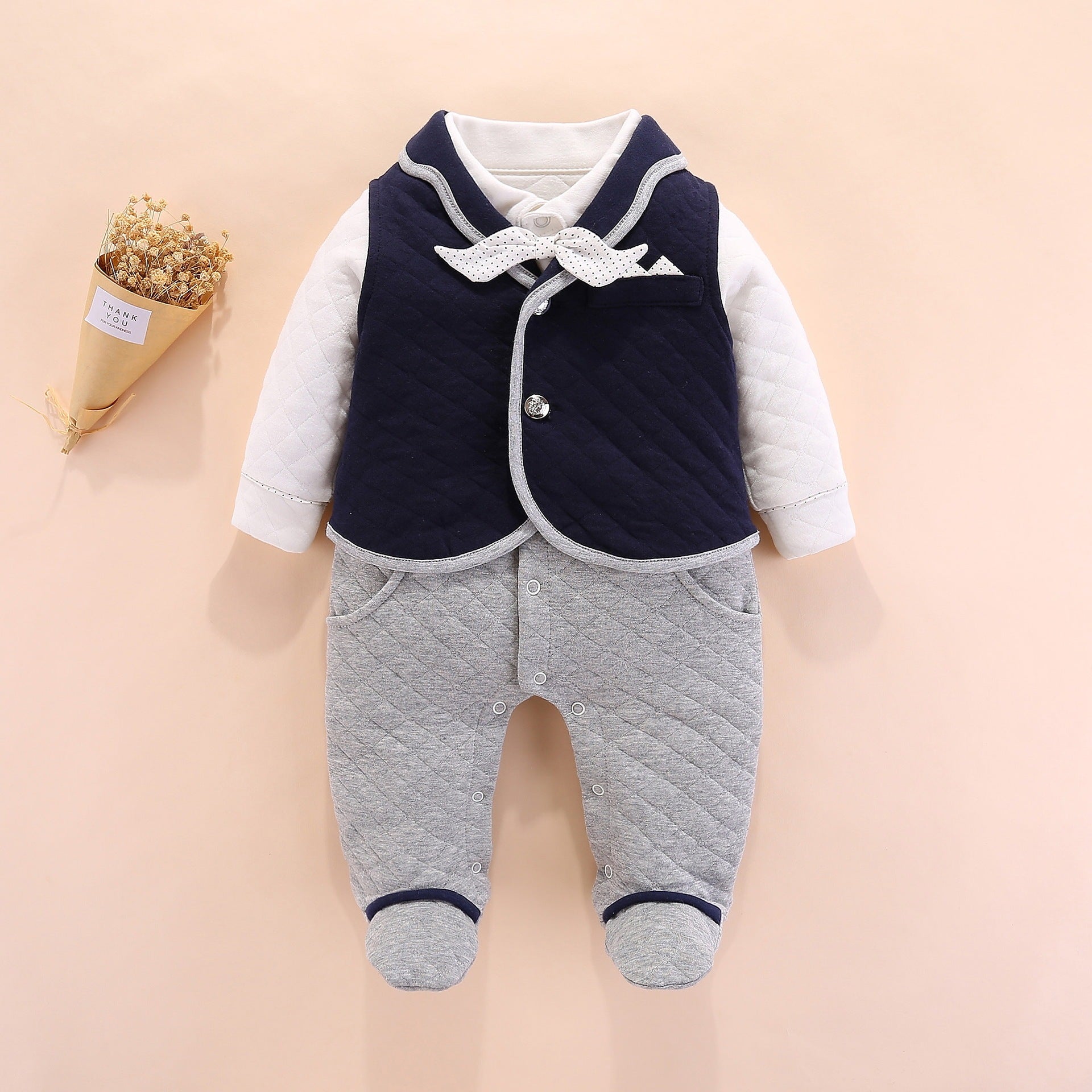 Tenue Baptême Garçon - Onesie Élégant et Confortable