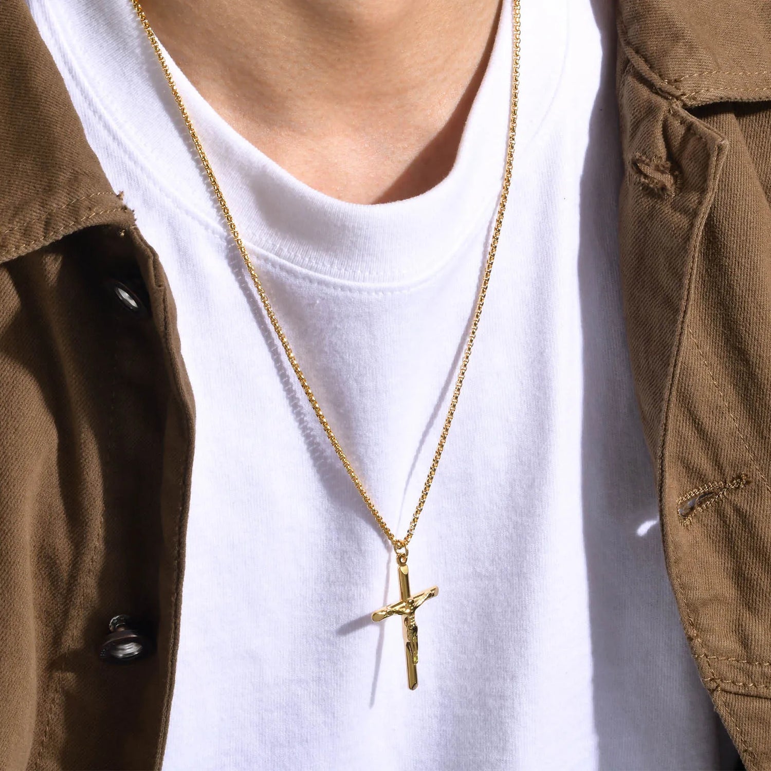 ollier Pendentif Croix en Acier Inoxydable - Style Catholique et Élégant